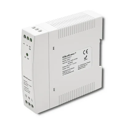 Alimentatore Qoltec per guida DIN | 10W | 24V | 0,42A | Bianco | Slim