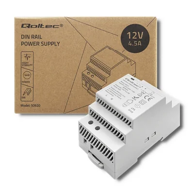 Alimentatore Qoltec per guida DIN | 60W | 24V | 2.5A | Grigio