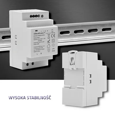 Alimentatore Qoltec per guida DIN | 60W | 24V | 2.5A | Grigio