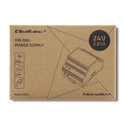 Alimentatore Qoltec per guida DIN | 92W | 24V | 3,83A | Grigio