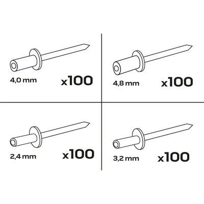 Aluminium-Blindnieten, 400 Stück