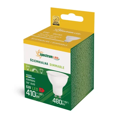 Ampoule LED GU10 230V 6W NW à spectre variable