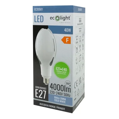 Ampoule Rocket E27 40W 6000K 4000lm E-27->E-40