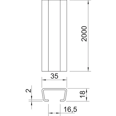 AMS3518UP2000FS Full profile rail, seal width 16.5 mm
