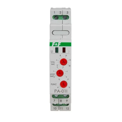 Analog relay with current input, input 0÷20mA / 4÷20mA, 8A, DIN rail mounting
