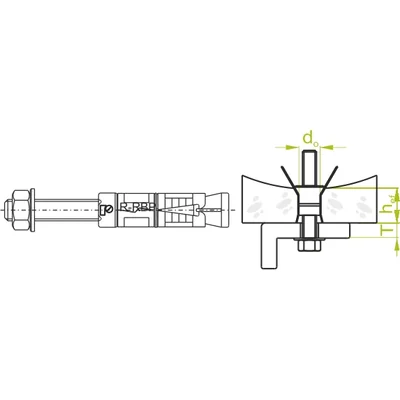 Ancrage segment pour plafonds profilés 16mm, longueur 15mm