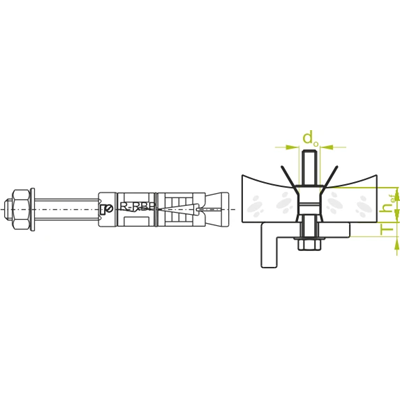 Ancrage segment pour plafonds profilés 20mm, longueur 15mm