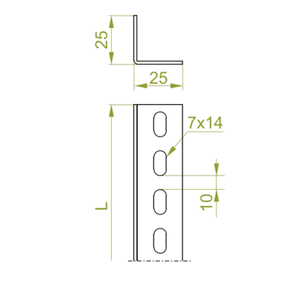 Angle bar KTC25H25/2