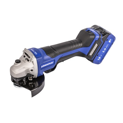 Angle grinder 18V 125 mm paddle switch, speed regulation, 2 batteries 5.0 Ah, charger 6.5 A, RawlCase