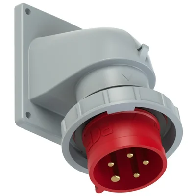Angle panel plug TURBO TWIST 32A 3P+Z+N 400V 50/60Hz 6h IP67 (flange 90X100, screw spacing 77X85)