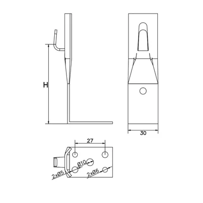 angled clamp; h=8cm /OC/