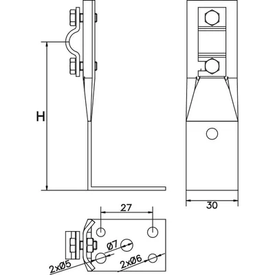 angled handle with plate; h=6cm /OC/