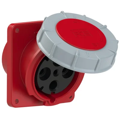 Angled panel socket POWER TWIST 125A 3P+Z 400V 50/60Hz 6h IP66/67 (flange 120X130, bolt spacing 100X108), contacts with control system (PCS)