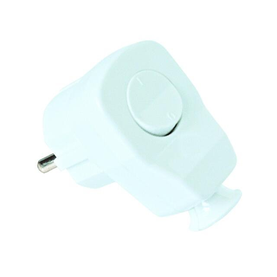 Angled plug with a white switch