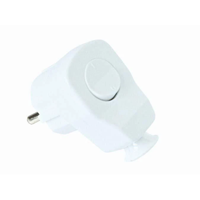 Angled plug with a white switch