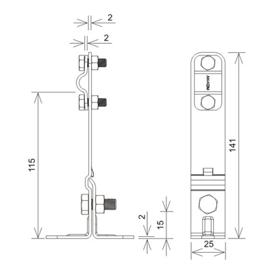 Angled sheet metal holder with a screw H=14.5 cm, hot-dip galvanized