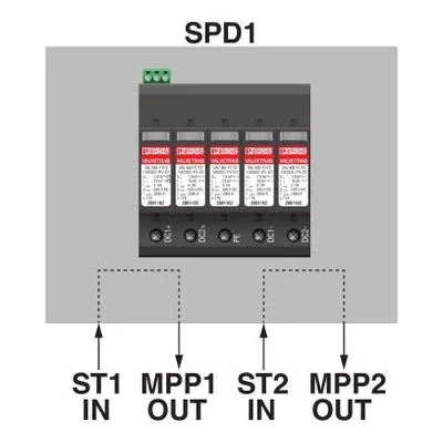 Anschlussdose mit Überspannungsableitern für 2 MPPT Phoenix-Contact 1000DC 2MPP-SPD-S Box 2 MPPT 1101176