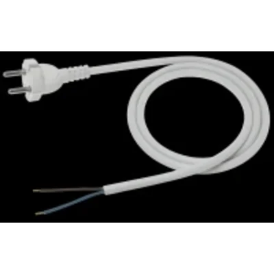 Anschlusskabel mit angegossenem geraden Stecker, weiß, 250 V~/10 A, PVC, 2 x 1 mm² – 2 m, PZ1P-2-1
