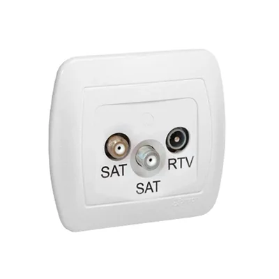 Anténní zásuvka SAT-SAT-RTV, bílá