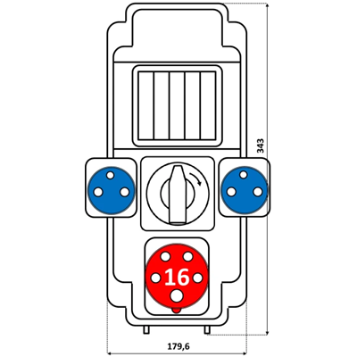 Appareillage 1x16A 5p 2x250V interrupteur de fenêtre 0-1