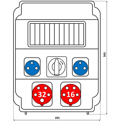 Appareillage 1x32A 5p 1x16A 5p 2x250V interrupteur de fenêtre 0-1