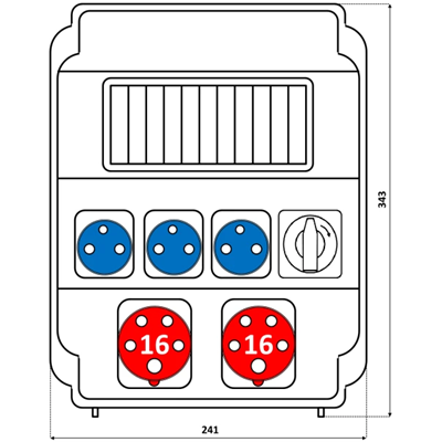 Appareillage 2x16A 5p 3x250V interrupteur de fenêtre 0-1