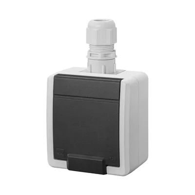 AQUANT 2K Presa singola da superficie con messa a terra 2P+Z IP 65 - grigio 7035/7016