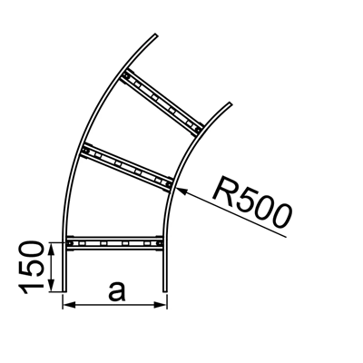 Arc 45 degrés largeur 200mm hauteur 160mm