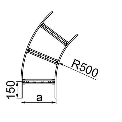 Arch 45 degrees width 500mm height 160mm