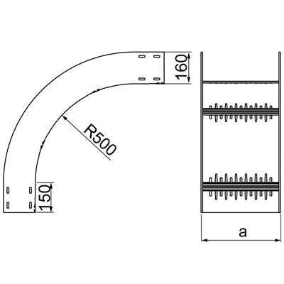 Arche verticale extérieure largeur 600 mm hauteur 160 mm