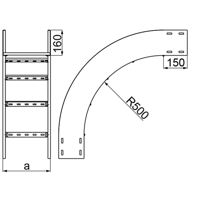 Arco vertical exterior, ancho 300 mm, alto 160 mm