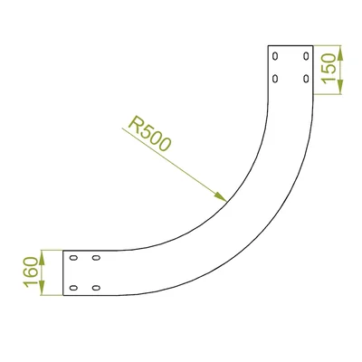 Arco vertical interno, ancho 400 mm, alto 160 mm