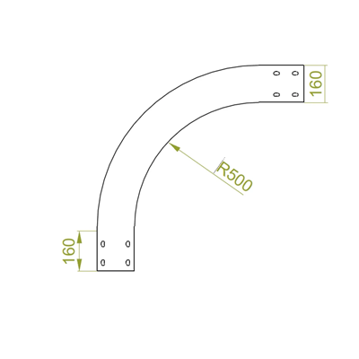 Arco verticale esterno, larghezza 400mm, altezza 160mm