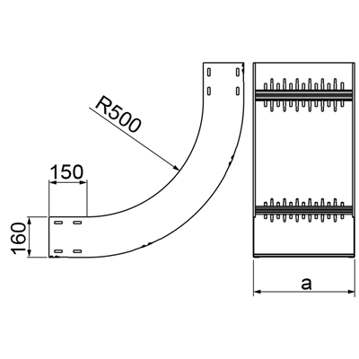 Arco verticale interno, larghezza 200mm, altezza 160mm