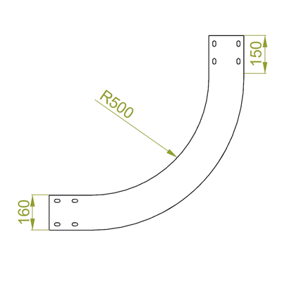 Arco verticale interno, larghezza 400mm, altezza 160mm