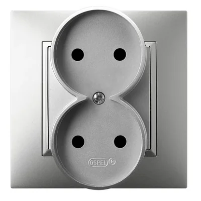 ARIA Doppia presa senza messa a terra con cornice silver