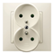 ARIA Double earthed socket with ecru frame