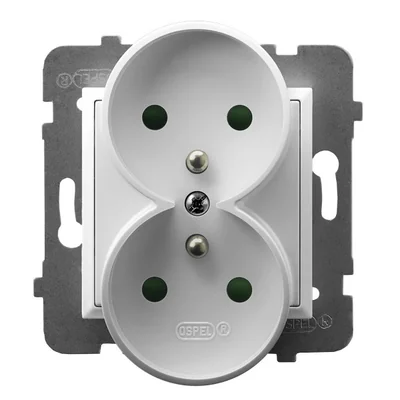ARIA Double earthed socket with shutters for current paths, white
