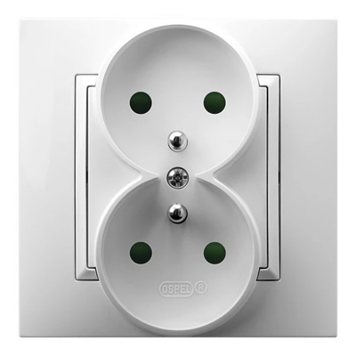 ARIA Double earthed socket with shutters for current paths with a white frame