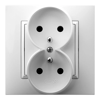 ARIA Double earthed socket with white frame