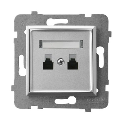 ARIA Double parallel telephone socket silver