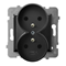 ARIA Double socket outlet black metallic