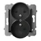 ARIA Double socket outlet with earthing and shutters for current paths, black metallic