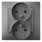 ARIA Double socket outlet with earthing and shutters for current paths with a gray matt frame