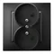 ARIA Double socket outlet with earthing and shutters with black metallic frame