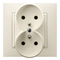 ARIA Double socket outlet with earthing and shutters with ecru frame