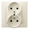 ARIA Double socket outlet with earthing and shutters with ecru frame