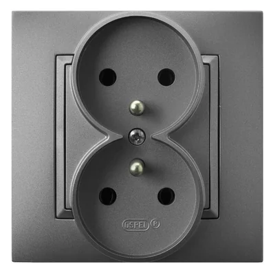 ARIA Double socket-outlet with earthing frame gray mat