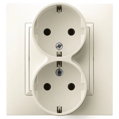 ARIA Double socket outlet with earthing schko with ecru frame