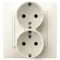 ARIA Double socket outlet with earthing schko with ecru frame
